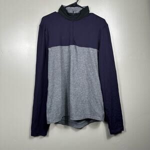 Lululemon Mens Performance Athletic 1/4 Zip Pullover Sweater Grey / Purple Large